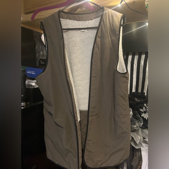 LOU & GREY L lined detachable army quilted heavy Sherpa jacket military green - Picture 4 of 7